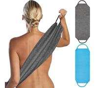 2pcs Back Scrubber for Shower Double Layer/Side Back Shower Scrubber with Handles for Men & Women Deep Exfoliating Back Washer for Men/Natural Body Exfoliator Bath Scrub Loofah Body Scrubbing Brush