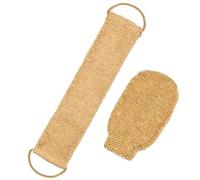 2Pcs Back Scrubber for Shower, Natural Jute Body Scrub Glove and Strap, Multi-Purpose Dead Skin Removal Scrub for Men Women Cleaning Body..