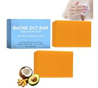 2PCS Bacne Out Bar, 2026 New Turmeric Soap Bars with Turmeric, Vitamin C & Alphaarbutin, Natural Exfoliating Soap Bar for Back, Face, Chest, Shoulders, Deep Cleansing, Reduces Acne, Smooth Skin
