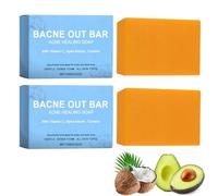 2pcs Bacne Out Bar Soap With Turmeric, Vitamines C & Alpha Arbutin, Brightening Body Wash Exfoliating Soap Bar, Natural Body Acne Treatment for Back,Chest & Shoulders,Darks Spot Remover Smooth Skin