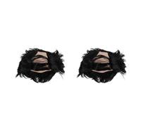 2pcs Balding Cap Wig, Synthetic Fiber Short Straight Hair Cosplay | Lightweight Net Base, Knotted Roots, Integrated Fringe, Black Colour, Beginner Friendly for Halloween Role Play Characters