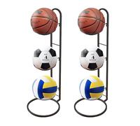 2pcs Ball Storage Rack, Removable 3 Tier Cube Football Stand Durable Basketball Ball Stand Organizer Vertical Ball Rack Display Stand for Volleyball Basketball Football Indoor Outoor