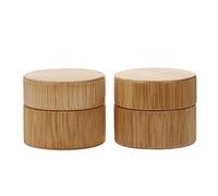 2pcs Bamboo Cream Jar Refillable Storage Dispenser 20g Pp Portable