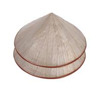 2Pcs Bamboo Grass Weaving Pointed Farmer Cone Hats for Outdoor Use | Beige Traditional Style, Rain Protection, Lightweight Carry Foldable Design, Tea Picking Camping Fishermen Farmers