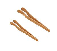 2PCS Bamboo Toaster Tongs, 18cm+14cm Wooden Cooking Tongs Reusable Bamboo Wood Kitchen Food Clip Tongs for Toast Bread Grill Cheese Pickles Tea Fruit