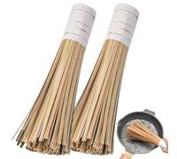 2PCS Bamboo Wok Brush 12in Natural Kitchen Brush Eco-Friendly Kitchen Cleaning Supplies Bamboo Scrub Wok Cleaner Cleaning