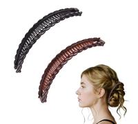 2Pcs Banana Hair Clip Banana Clip For Thick Hair Comfortable Fishtail Hair Clips Sturdy Long Bananas Hair Clips For Women Girls Work School Parties Daily Wear Brown And Black