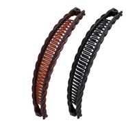 2Pcs Banana Hair Clip,Black Plastic Long Thick Bannana Clips,Large Curly Ponytail Stretchy Cliups,Updo Accessories Fine Claw Barrettes Fishtail Clasp,for Women Girls Styling Tail Headband Curly Clasp