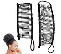 2PCS Banana Hair Clip Non-Slip Adjustable Vintage Banana Clip Ponytail Holder Banana Hair Clip Tool Stretchy Hair Combs No Crease Hair Clips Elastic Hairpin Banana Clip for Naturally Curly Hair