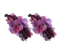 2pcs Banana Hair Clip Ponytail Holder Flower Fabric Purple for Women
