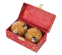 2pcs Baoding Balls Metal Hand Exercise Massage Balls for Fingers | Golden Polished round Pair, Portable Stress Relief for Home or Office Breaks, Textured Finish Random Color