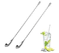 2Pcs Bar Spoon Stainless Steel Cocktail Stirrers 11.8In Mixing Long Spoon Spiral Design Bar Spoon with Weighted Handle Easy-to-Clean in Bars Office Home for Cocktails Drinks Coffee