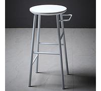 2Pcs Bar Stools, Tall Bar Chairs with Handle, Round Wood Metal Stackable Barstools, Heavy-Duty Iron Frame, Industrial - White/Black (White)