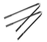 2pcs Barbecue Charcoal Clamp Long Handle Iron Tongs for Winter Season | Black Metal Grip Teeth, Wave Clamp Design, Stable Briquette Control for Camp Cooking and Campfire Use