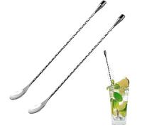 2Pcs Bartender Mixing Spoon Stainless Steel Twisted Stirrer Long Handle Spiral Design Cocktail Bar Spoon Bar Mixing Spoon for Bartender or Home Use
