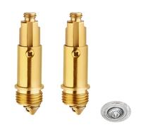 2Pcs Basin Pop Up Click Clack Slotted Plug Bolt Assembly, Brass Sink Drain Stopper Replacement Parts, M8 Top M16 Threaded Bottom, Push Button Waste Fittings for Bathroom Bathtub Basin Overflow