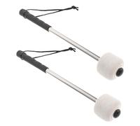 2pcs Bass Drum Mallets with Wool Felt Head Stainless Steel Handle | Lightweight, Well-polished Grip, for Snare Drum and Bass Drum, 1 Pair Pack for Friends Fond of Playing Drum Set