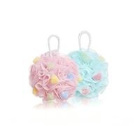 2Pcs Bath Sponge, Body Exfoliating Sponge, Soft PE mesh Body Scrubber for Rich Lather, Everyday Shower Cleansing and Gentle Exfoliation Pink & Green