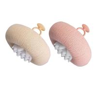 2Pcs Bath Sponge Shower Loofah, Exfoliating Body Scrubber, Upgrade Large 2-in-1 Sunflower Bath Ball with Suction Cup Non-Slip Handle, Bath Sponges for Men Women(Pink&Beige)