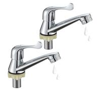 2PCS Bathroom Basin Taps Pair, Zinc Alloy Sink Taps for Bathroom Basin and Kitchen, Pair of Basin Tap for Hot and Cold Water, Modern Bathroom Tap with ¼ Turn Lever, Easy Water Flow Control