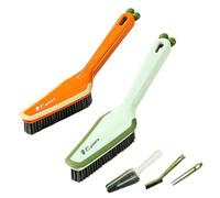 2Pcs Bathroom Cleaning Brush, 4-in-1 Shower Scrubbing Brush (Green&Orange) | Scrubbing Brushes with Handle Carpet Floor Hard Bristle Tile Brush Clip Scrubber Cleaner for Bathtub Toilet Sink Tile
