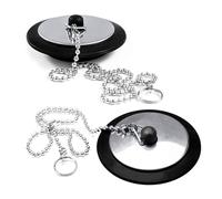 2Pcs Bathroom Durable Chain Drain Stopper Rubber Universal Bath Plug Chain Metal No Smell Chain Bathtub Sink Stopper Plug Cover Trap Chain for House Bath