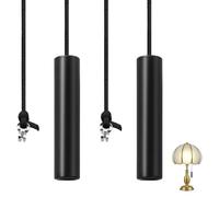 2Pcs Bathroom Pull Cord, Zinc Alloy Light Pull Cord, Black Pull Cord Light Switch , with 1.5M Extension Cord, End Weights & Connector for Ceiling Light, Exhaust Fan, Toilet, Shower, Blind Switch