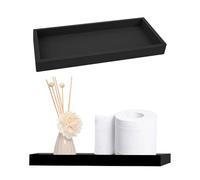 2pcs Bathroom Tray 11.8x4.92x0.7in, Toilet Tank Storage Silicone Vanity Kitchen Sink Bathroom Countertop Organiser Vanity Tray For Counter Decor Dresser Tops (Black-L)