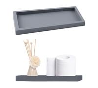 2pcs Bathroom Tray 7.87x3.93x0.7in, Toilet Tank Storage Silicone Vanity Kitchen Sink Bathroom Countertop Organiser Vanity Tray For Counter Decor Dresser Tops (Grey)