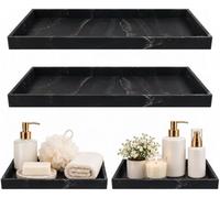 2pcs Bathroom Tray Organiser Marble Tray Marble Bathroom Vanity Tray | Marble-Effect Silicone Bathroom Vanity Tray Silicone Bathroom Vanity Trays Decorative Silicone Vanity Trays Decorative Tray
