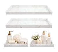 2pcs Bathroom Tray Organiser Marble Tray Marble Bathroom Vanity Tray | Marble-Effect Silicone Bathroom Vanity Tray Silicone Bathroom Vanity Trays Decorative Silicone Vanity Trays Decorative Tray