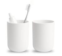 2Pcs Bathroom Tumbler, Toothbrush Cup 380ml, Reusable Water Cup, Unbreakable Portable Travel Camping Mouthwash Toothbrush Cup, Bathroom Mug Dishwasher Safe Drink Tumbler (White)
