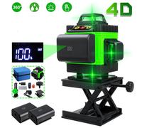 (2PCS Batteries) 16 Lines 4D Laser Level, Green Laser Line, Self Leveling, Horizontal Lines &360 Degree Vertical Cross with 2xBattery for Outdoor