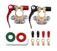 2Pcs Battery Terminal Connector Quick Release, 4 Way 12V Car Battery Terminals, Positive and Negative Battery Pole Terminals Clamps, Brass Car Batterys Terminal Connectors for Cars, Trucks, Boats