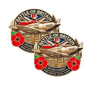 2Pcs Battle Of Britain Commemorative Badge, Britain Badge Metal Pins, Spitfire Red Poppys Badge, 80th Of The Battle Of Britain Badge, Commemorative Emblem Lapel Pin Badge, Never Forget Lapel Pin Badge