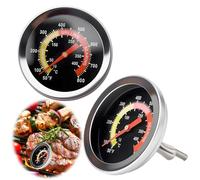 2Pcs BBQ Grill Temperature Gauge Smoker Thermometer Stainless Steel BBQ Charcoal Gas Grill Gauge Temperature Dial 52MM Oven Barbecue Thermometer for Weber Char-Broil Kamado Outback Charmglow and More