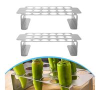 2PCS BBQ Jalapeno Pepper Roasting Rack, Stainless Steel Grill Stand with Non-Stick Cooking Surfaces, 18 Slots
