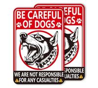 2pcs Be Careful of Dogs Sign for Fence, 11.81x7.87in Iron Beware of Dog Signs Waterproof Guard Dog on Premises Caution Signs Warning Dog Sign for Garden & Yard Wall Decor