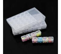 2Pcs Bead Storage Containers 28 Grids Plastic Organizer Box for Diamond Art Crafts with 80pcs Label Stickers