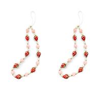 2Pcs Beaded Phone Charm Sweet Fruit Pearl Lanyard Wrist Strap Cute Beaded Phone Charms Lanyard Handmade Beads Anti Lost Phone Chain Keychain Phone Beaded Phone Strap Charm for Women and Girls, Stone,