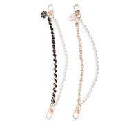 2pcs Beaded Phone Wrist Strap Charm with Pearl Chain Decor for Phones | Resin and Alloy Details, PU Leather Accents, Attach and Detach Design, Outdoor Use, Family and Friends