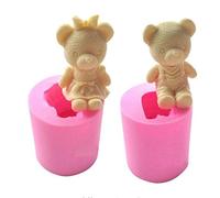 2pcs Bear Boy Girl Shape Silicone Soap Mold Fondant Cake Decorating Tools Sugarcraft Cake Chocolate Baking Mold Candle Making Moulds, Sugar Candle Craft Molds, Handmade Jello Jelly Mould Bakeware Pan