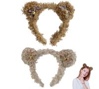 2PCS Bear Ears, Bear Ears Headband, Bear Headband, Bow Cute Party Headwear Bear Head Wear, Bear Headpiece Fluffy Animal Headband Adult Bear Costume for Halloween Festival Fluffy Ears