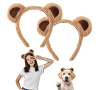 2Pcs Bear Ears Headband, Cute Brown Animal Ear Hair Hoops for Women Decoration Hairband for Party Festival Celebration Cosplay Dress up Costume Makeup Face Washing
