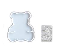 2Pcs Bear Plaster Molds for Gypsum Decorations Birthday Bear Silicone Fondant Mold for Chocolate Cake Decoration