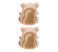 2pcs Bear Shaped Fingernail Brush, Beige Hand Cleaner | Soft ABS Bristles, Two Sided Grip, Portable Everyday Use, for Cuticles and Sandbox Trips