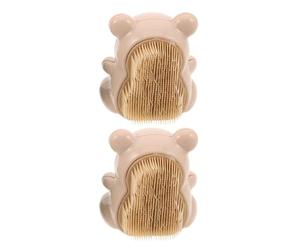 2pcs Bear Shaped Fingernail Brush, Beige Hand Cleaner | Soft ABS Bristles, Two Sided Grip, Portable Everyday Use, for Cuticles and Sandbox Trips