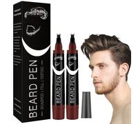 2PCS Beard Pencil Filler with Fork Tip,Beard Filler Pen for Men,Beard and Eyebrow Filler,Beard Thickener for Men,Natural Enhancer to Fill,Shape and Define,Long Lasting,Beard Colouring For Men(Brown)