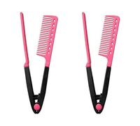 2pcs Beard Straightener For Men, 2pcs Professional Hair Straightening Comb, Heat-resistant V Type Flat, Cutting Comb Iron Hairdressing Care Styling Tool Wet Dry, Suitable For Afro Hair