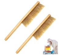 2Pcs Bee Brush, Natural Horsehair Bee Keepers Brush with Wooden Handle Double Row Beekeeping Bristle Beehive Tool